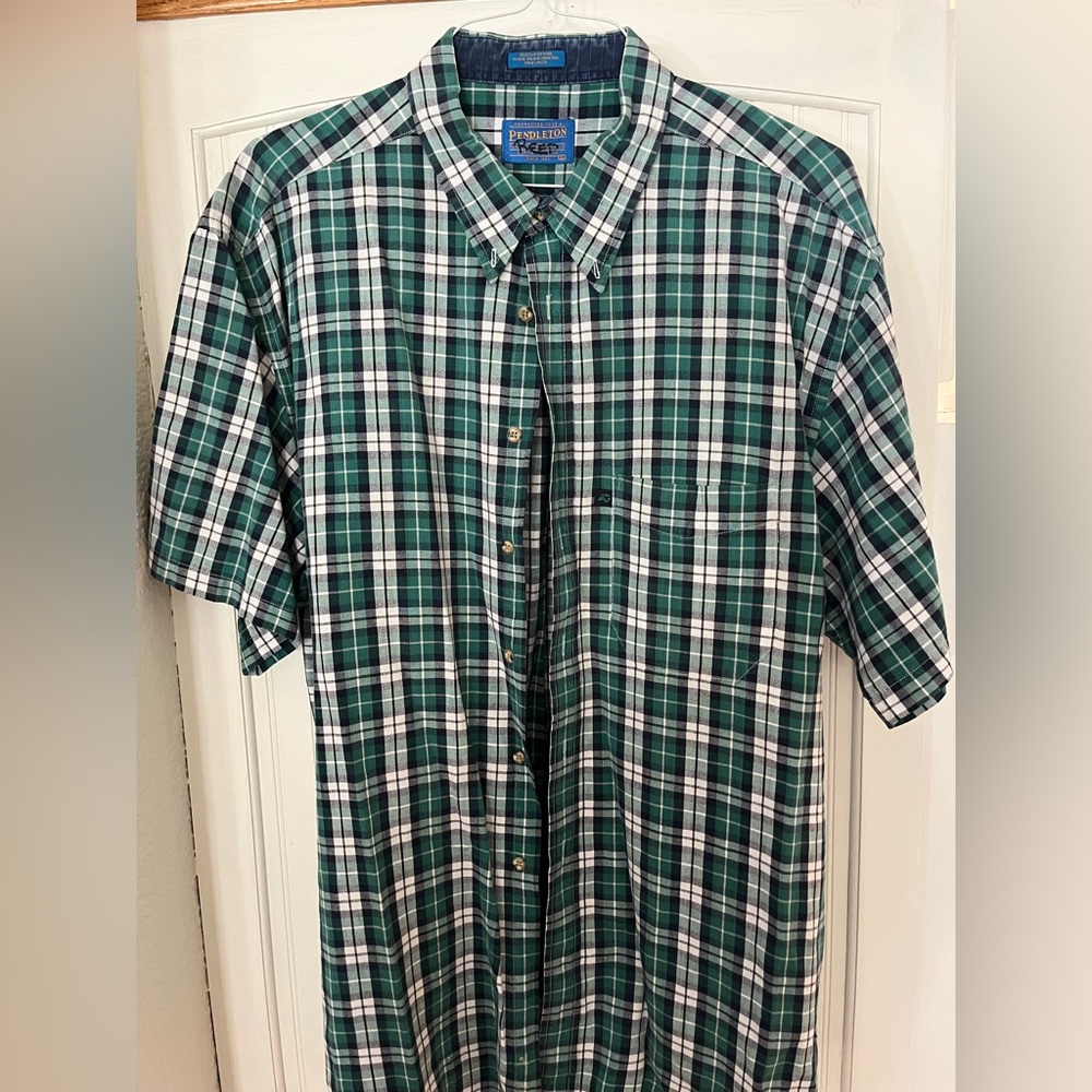 Vintage Pendleton Green Checkered Button Down Shi… - image 2